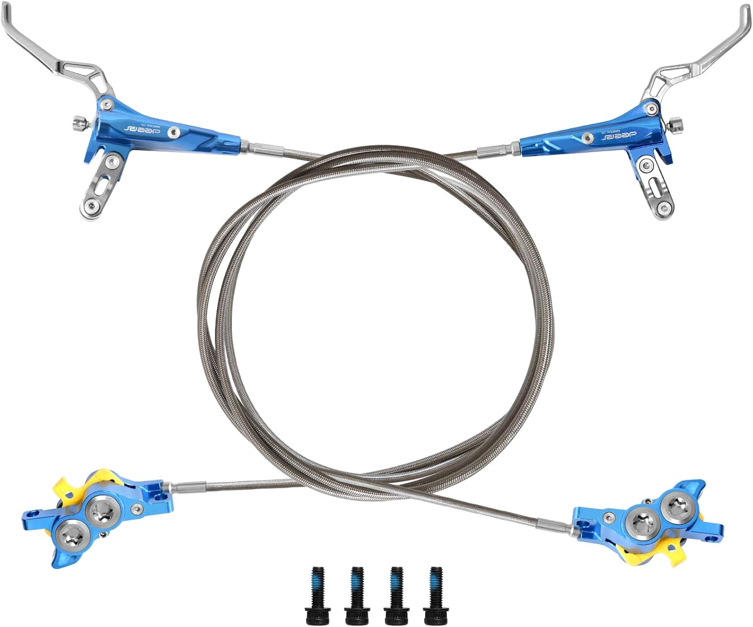 Front and Rear 4 Piston Hydraulic Disc Brake Kit, Compatible with Talaria XXX/Talaria Sting MX3/Surron Light Bee X/R MX4/Segway X160 X260/79Bike-Falcon M/E RIDE Pro SS (Purple)