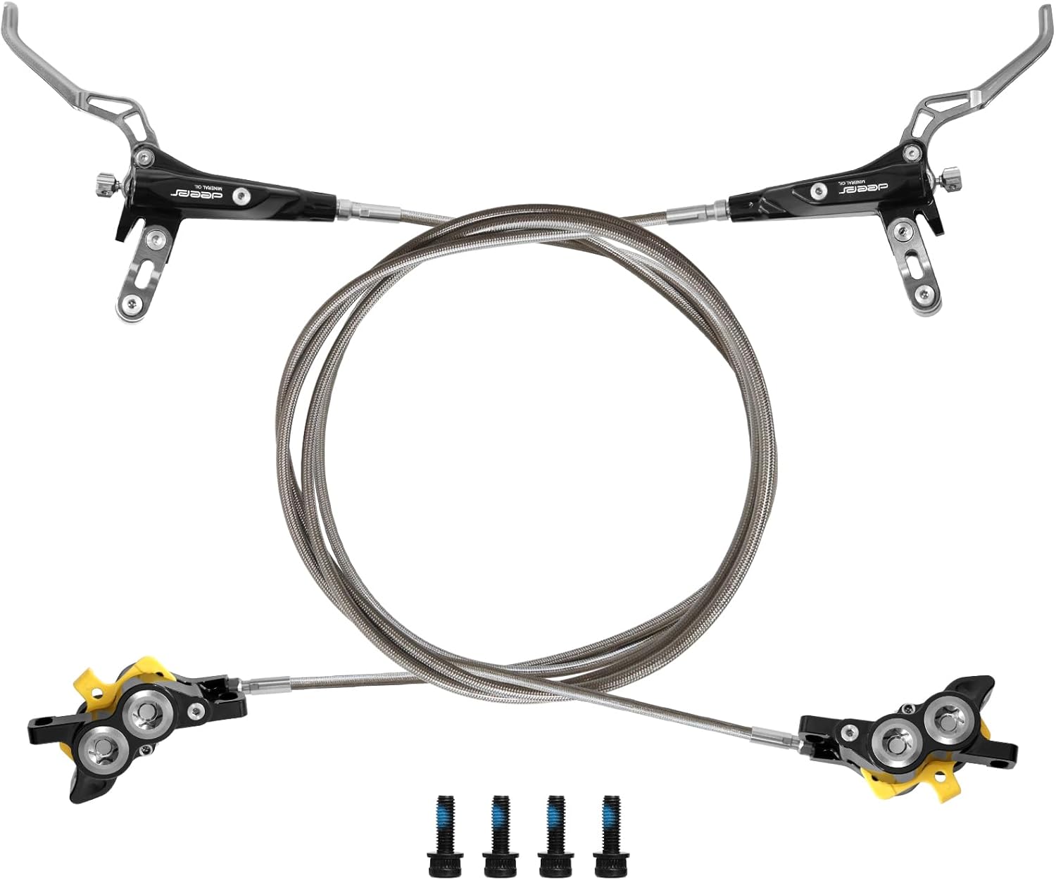 Front and Rear 4 Piston Hydraulic Disc Brake Kit, Compatible with Talaria XXX/Talaria Sting MX3/Surron Light Bee X/R MX4/Segway X160 X260/79Bike-Falcon M/E RIDE Pro SS (Purple)