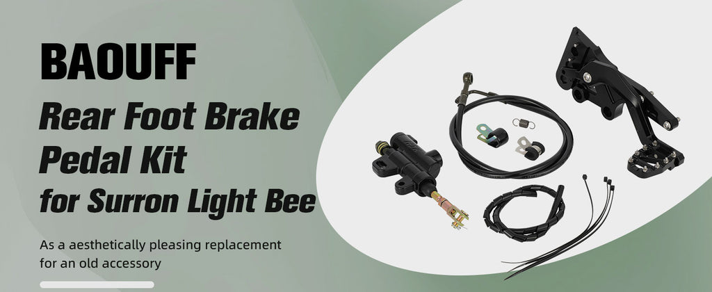 Rear Foot Brake Pedal Kit for Surron Light Bee,Hydraulic 6061 Aluminum CNC Bracket Lever with Cable for Electric Dirt Bike Sur Ron Light Bee X and S/X160/X260